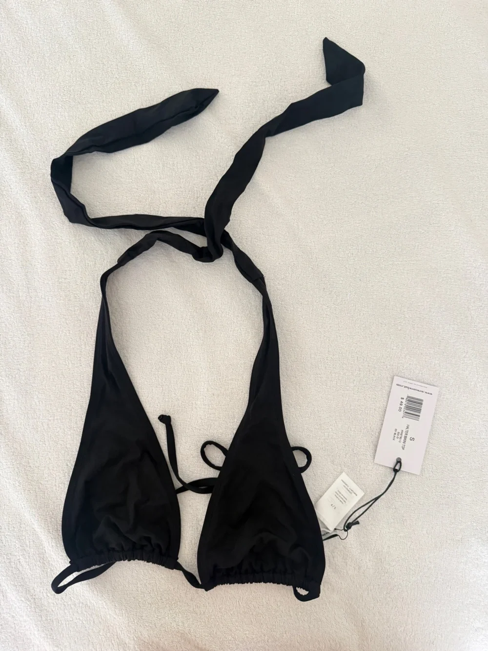 NWT-WeWoreWhat Black Halter Tie Bikini Top-S
